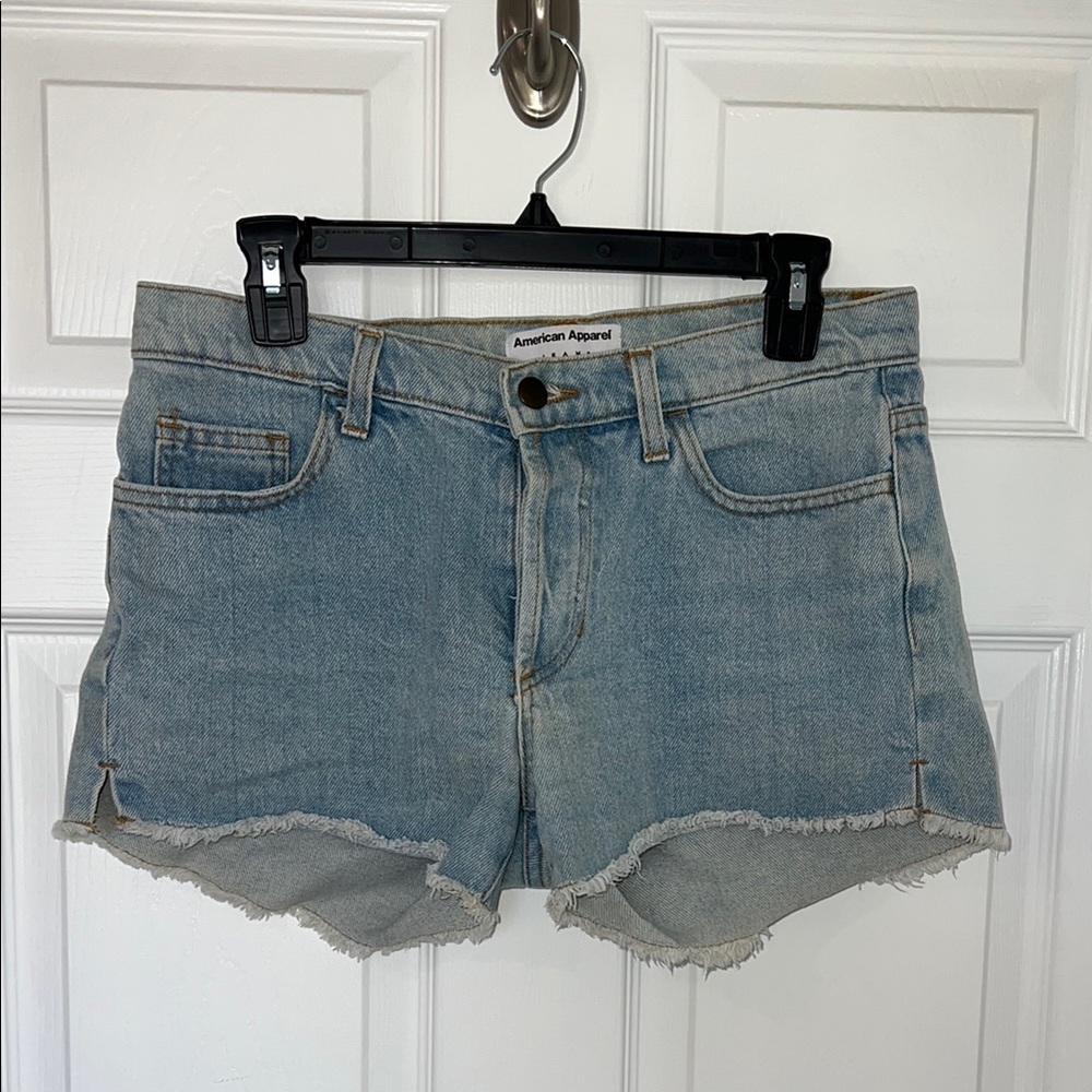 American Apparel Blue Jean Shorts Distressed Style